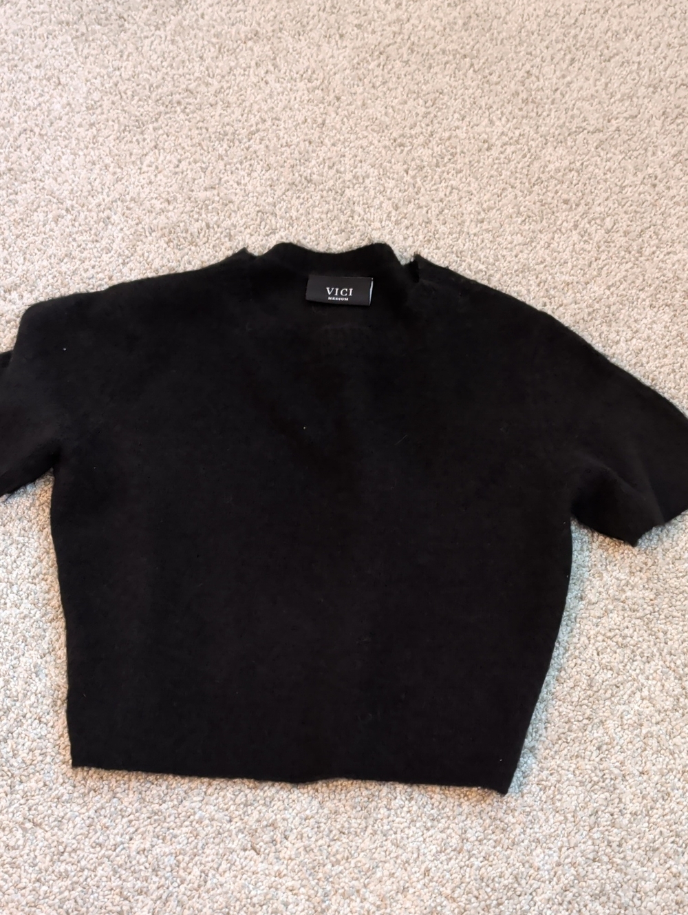 VICI Black Short-Sleeve Crewneck Sweater